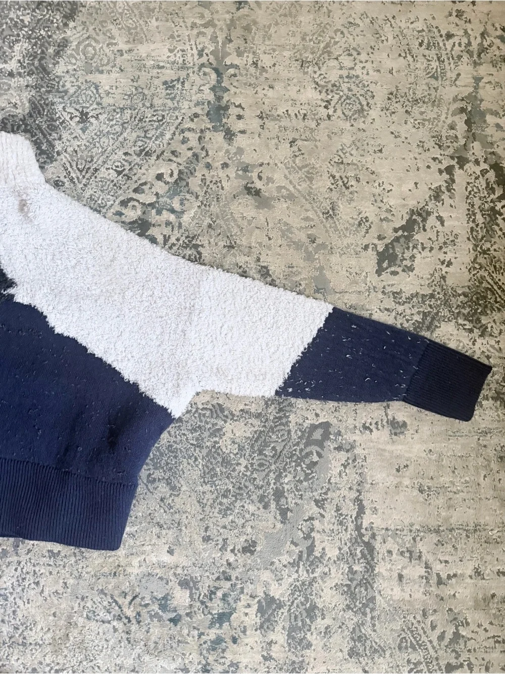 Lululemon Ombre Knit Textured Turtleneck Sweater M oversized off white Blue Grey